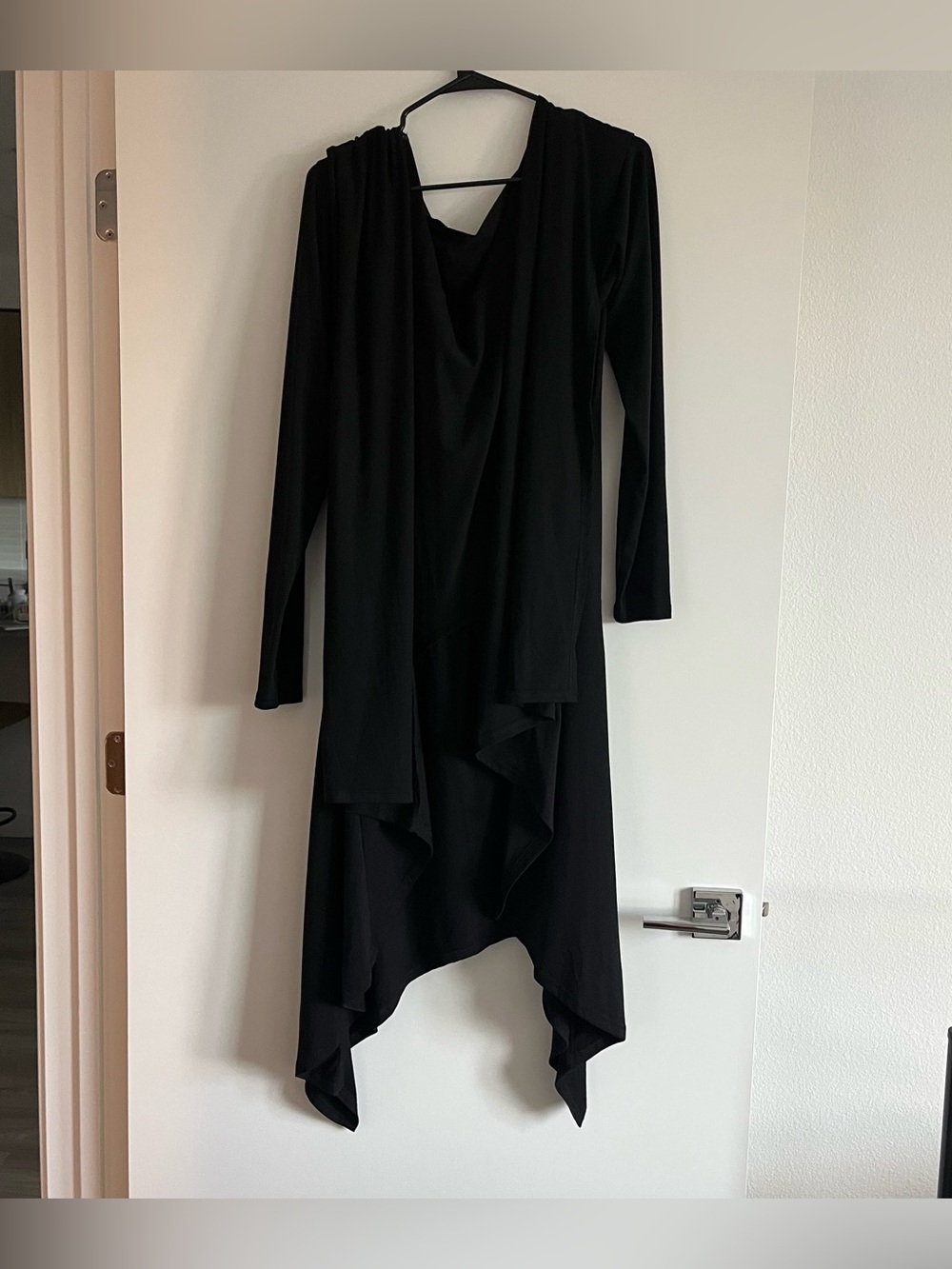 Long black cloak with hood, long sleeve,maybe size Large L?